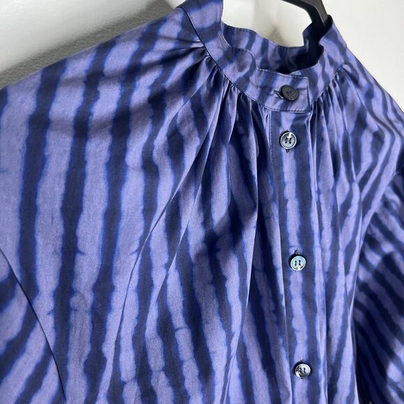 NEW ALTUZARRA Sz XL Teresa Striped Cotton Blend Poplin Button Front Shirt - Picture 5 of 12